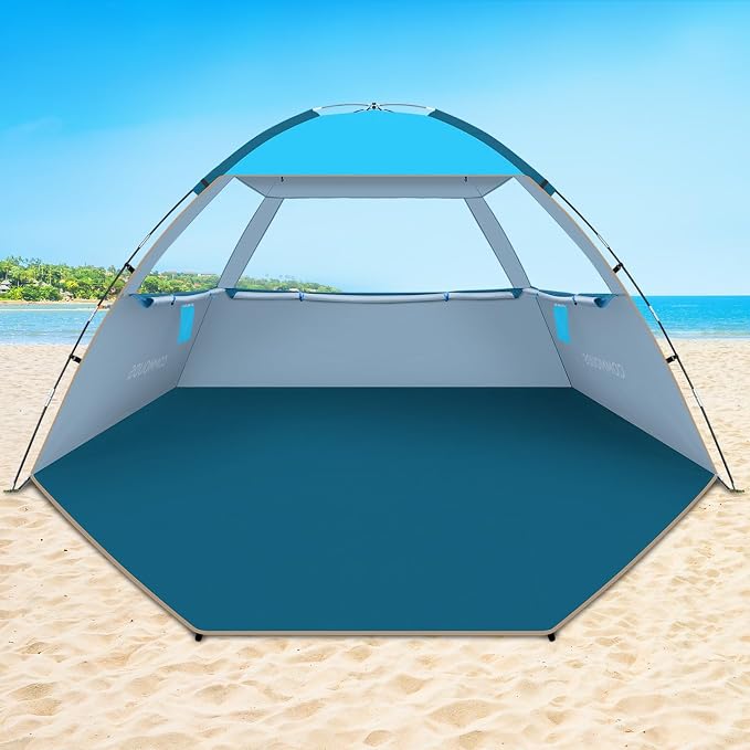 COMMOUDS Beach Tent Sun Shelter for 3/4/6/8 Person, UPF 50+ UV Protection Beach Shade Canopy Tent, Lightweight, Easy Set Up and Carry by COMMOUDS