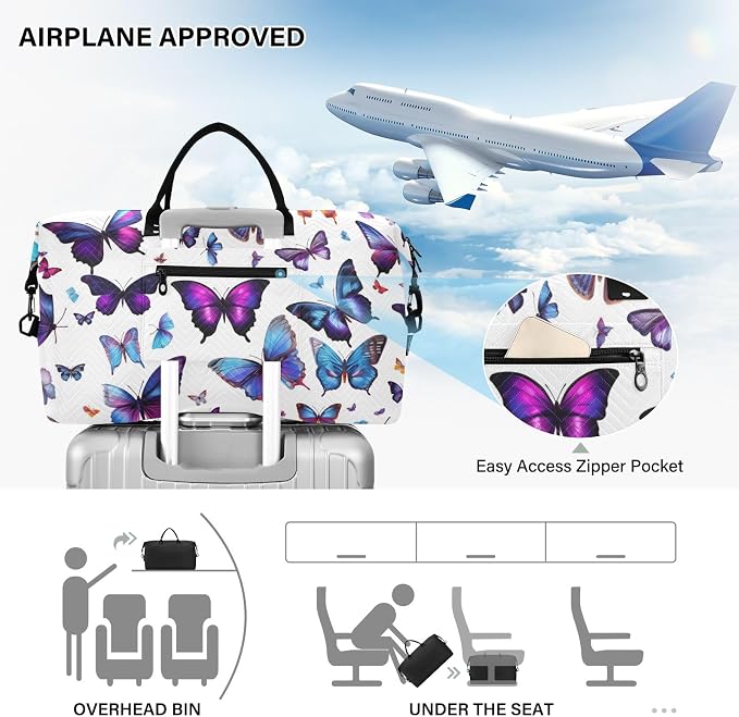 Beautiful Butterflies Travel Duffle Bag Gym Yoga Carry on Bags for Men Women Weekender Bag - Image 5