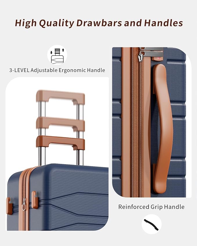3 Piece Luggage Set, 20/24/28 Inch Expandable Luggage Sets with Spinner Wheels, ABS+PC Hardshell Suitcases, Suitcase Set with Double-Layer Explosion Zipper, TSA Lock - Image 8