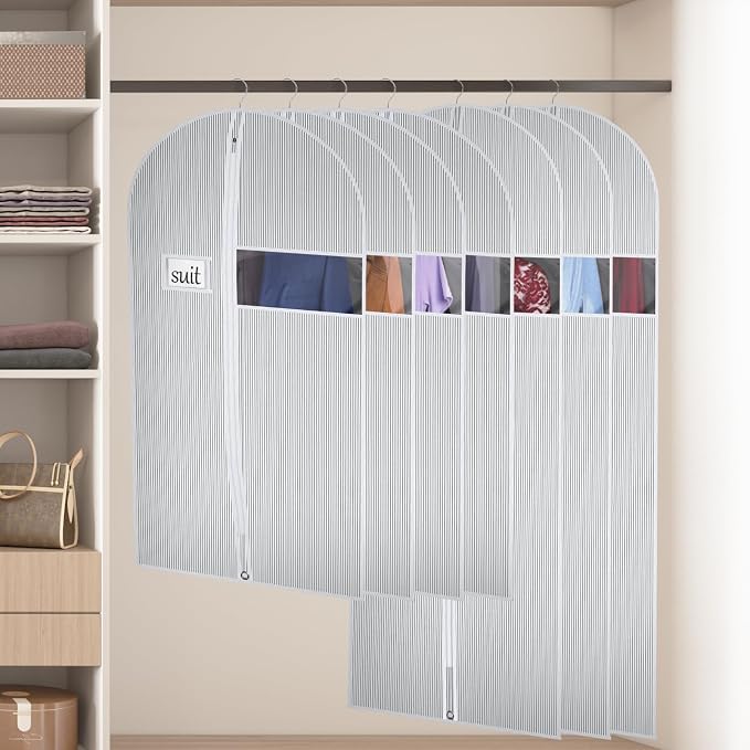 Univivi Long Garment Bags Dress Bags for Gowns, 60 Inch, 10 Pack, White | Breathable Dress Bag, Dustproof Hanging Garment Bag, Clear Window and ID Card Holder for Coats, Dresses - Image 5