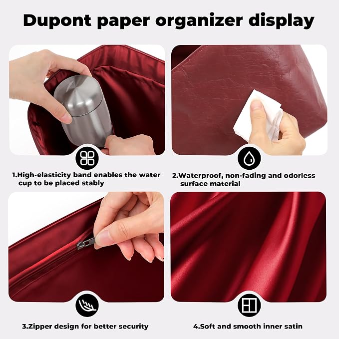 DGAZ Lightweight Purse Organizer Insert for GYARD-Anjou/Artois/SaintLouis Bags,silk and DupontPaper handbag inner for Luxury Bag(Wine,ArtoisMM) - Image 8