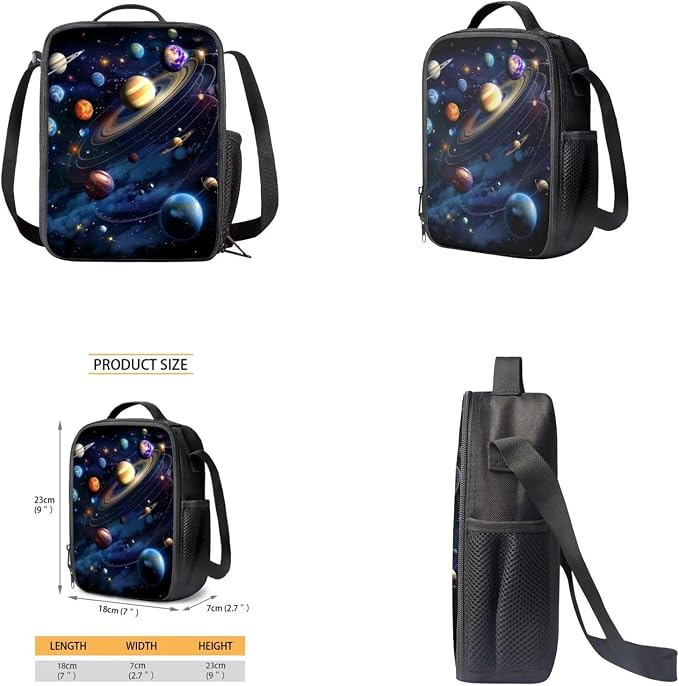 Space Galaxy Backpack for Boys Girls Backpack with Lunch Box Water Bottle Bag and Big Pencil Case 4PCS Set Bookbag with Front Pocket 17 inch Lightweight School Bag with Side Pocket for Kids - Image 4