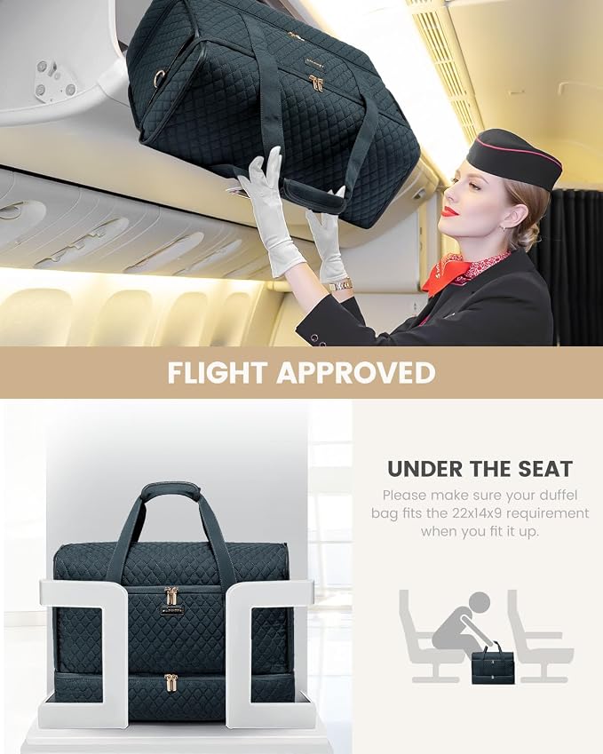 LOVEVOOK Travel Duffle Bag - Weekender & Overnight Bag with Toiletry & Wet Pocket, Carry-On Size, 3pc Set - Image 6