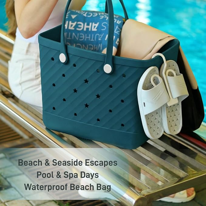 Rubber Tote Bag Extra Large & Medium, Waterproof Beach Bag for Women Men, Pool Travel Swim Silicone Tote - Image 5