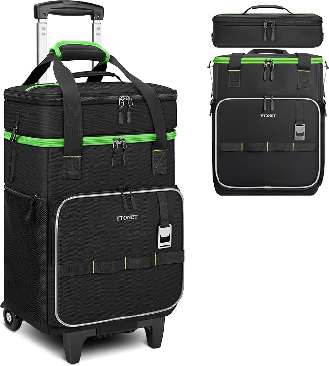 Ytonet 2-in-1 Rolling Cooler with Wheels, 55 Cans/40L Large Insulated Cooler on Wheels with Detachable Top Bag, Leakproof Soft Sided Cooler Bag for Beach, Picnic, Camping, Travel and Grocery，Black by YTONET