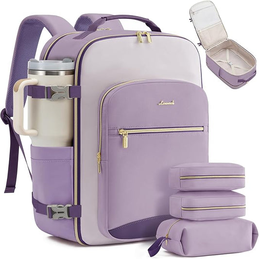 LOVEVOOK 50L Large Travel Backpack for Women, Carry on Backpack Airline Approved, Waterproof Travel Essentials fits 18" Laptop, TSA Personal Item Travels Bag Sports Backpack with 3 Packing Cubes by LOVEVOOK