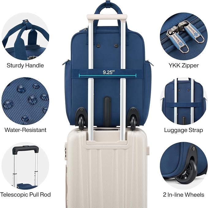 Hanke 16 Inch Underseat Carry On Luggage With Wheels, Small Rolling Suitcase Lightweight Under Seat Carry On Bag, Airline Approved Personal Item Overnight Softside Travel Luggage Bag,Blue - Image 4