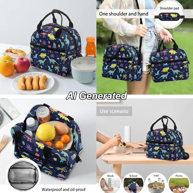 Dinosaur Boys Bookbag Kids Backpack for Boys Elementary Kindergarten Preschool School Bag Set with Lunch Box and Pencil Case, 3Pcs - Image 4