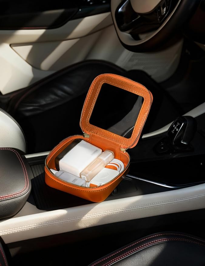 Popvibe Clear Makeup Bag with Zipper Small Travel Cosmetic Case Orange Mini Pouch for Purse Accessories Car Storgae Essentials Bag Purse Pouch Organizer Compact Small Clear Toiletry Bag for Traveling - Image 7