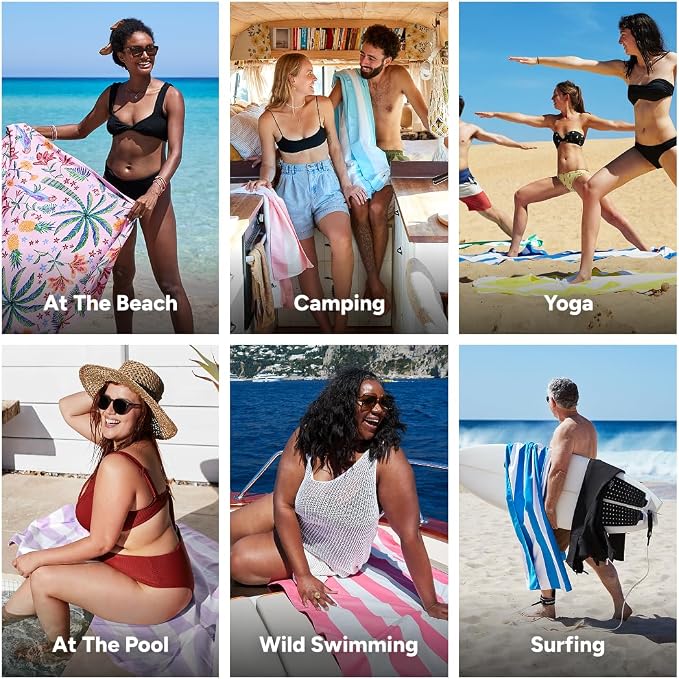 Dock & Bay Beach Towel - Quick Dry, Sand Free - Compact, Lightweight - 100% Recycled - Includes Bag - Pink Paradise - Large (160x90cm, 63x35) - Image 4