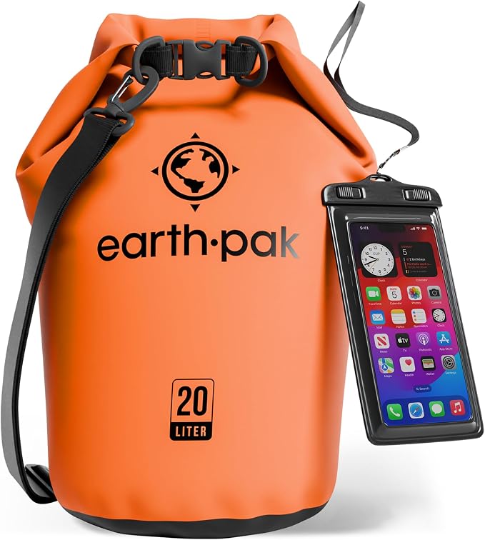 Earth Pak Waterproof Dry Bag - Roll Top Waterproof Backpack Sack Keeps Gear Dry for Kayak with Waterproof Phone Case by earthpak
