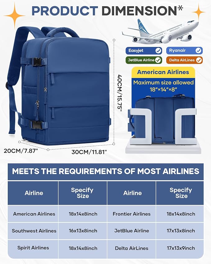 coofay Travel Backpack for Men Women Carry on Backpack for Airplanes Personal Item Bag for Traveling on Airplane Traveling Backpacks Airback Backpacks for Travel Mochila de Viaje - Image 3