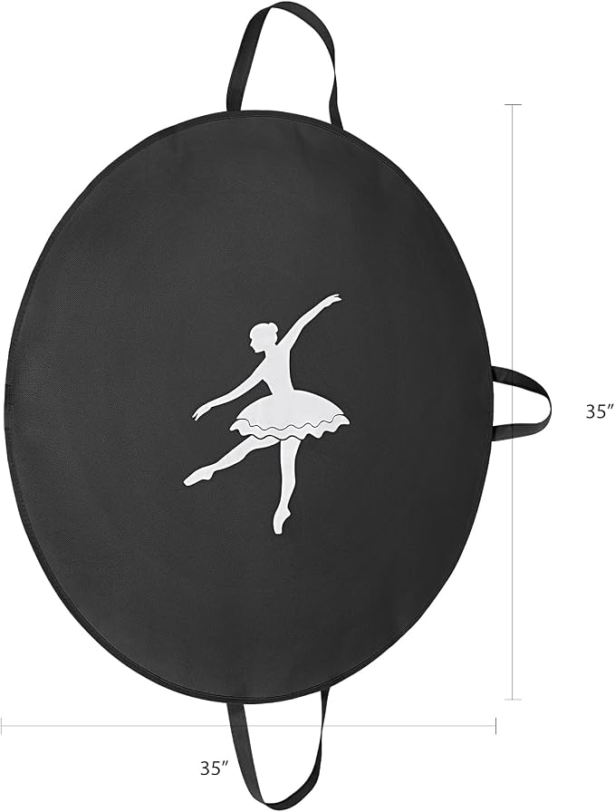 LOVEGRASS Tutu Garment Bag for Kids, 35" Tutu Bag for Hanging Clothes, Pancake Dance Bag for Dance Costume, Round Ballet Bag with 3 Handles for Children Girls, Black - Image 2