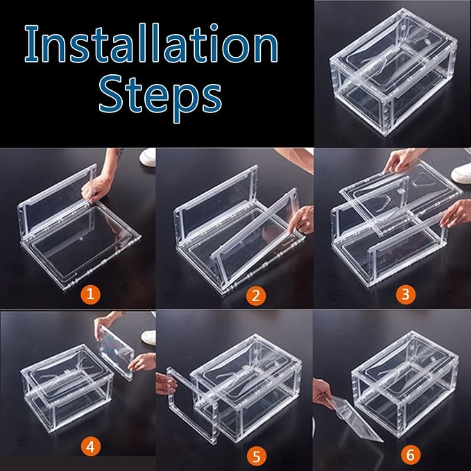 12 Pack Shoe Boxes, Rigid Clear Acrylic Panels Sneaker Display Cases | Magnetic Stackable Drop Front Shoe Storage Container Fits Men’s Size 15 - Image 6