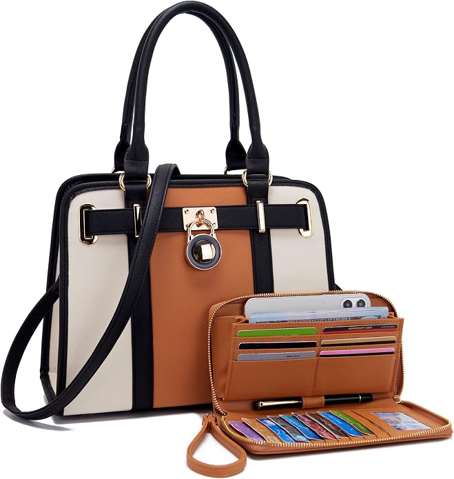 Qiyuer Structured Satchel Tote Handbags Set Women Purses with RFID Wallet | Premium, Sturdy, Spacious, Chic for Daily & Work, Vegan PU Leather, Multi-way Carry, Large Capacity RFID Wallet, Ideal Gift by QIYUER
