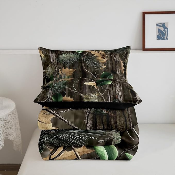 Erosebridal Rustic Comforter Set Twin Size Natural Tree Bedding Set for Kids Boys Girls Wooland Branch Quilt All Season Countryside Botanical Leaves Duvet Insert with 1 Pillowcase Soft - Image 6