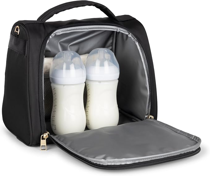 JuJuBe Insulated Bottle Bag, Breastmilk Cooler, Fits 3 Baby Bottles, Storage Tote for Nursing Mom, Daycare & Travel, Lunch Bag w/Handle & Shoulder Strap (Black) - Image 4