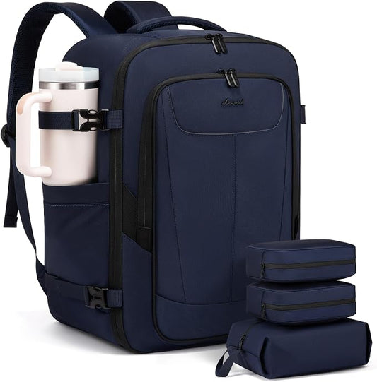 LOVEVOOK Travel Backpack for Men, 40L Carry on Backpack Flight Approved with 3 Packing Cubes, Extra Large Personal Item Bag Fit 17.3 inch Laptop for Business Trip Weekender, Waterproof Daypack, Blue by LOVEVOOK