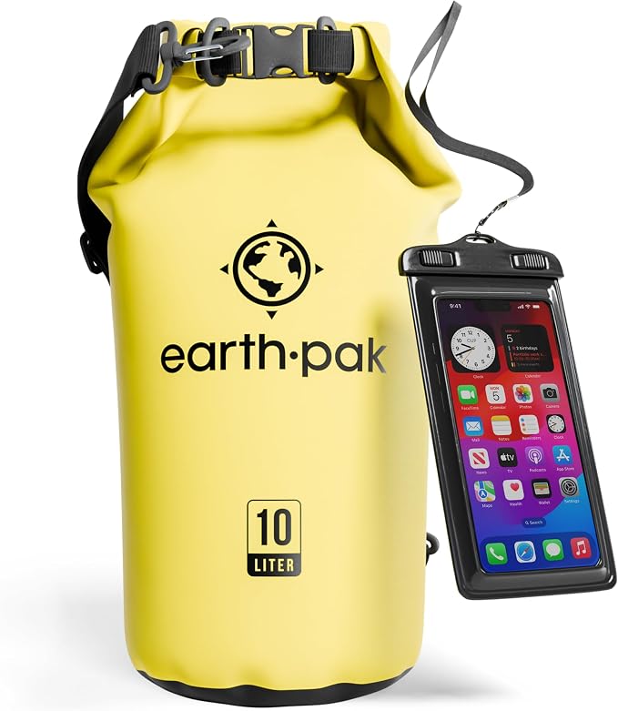 Earth Pak Waterproof Dry Bag - Roll Top Waterproof Backpack Sack Keeps Gear Dry for Kayak with Waterproof Phone Case by earthpak
