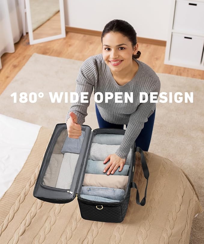 Travel Bags for Women Large weekender Duffle Bag with Shoe Compartment Wide Open Overnight Hospital Bag For Women Labor Delivery Carry on Bag Personal Item Travel Bag with Wet Pocket Black - Image 3