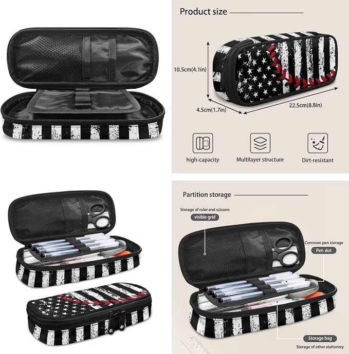 Backpack for Kids Boys 4 PCS School Bookbag with Lunch Box Pencil Pouch and Water Bottle Sleeve Pouch Set Lightweight Preschool Custom Baseball Print - Image 3