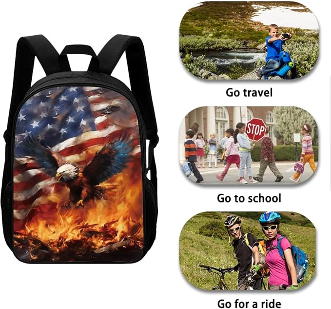 AFPANQZ Kids Backpack 3 Pieces Set Large Capacity School Bags with Heat Insulated Lunch Bags Small Pencil Bags 3 Pack - Image 4
