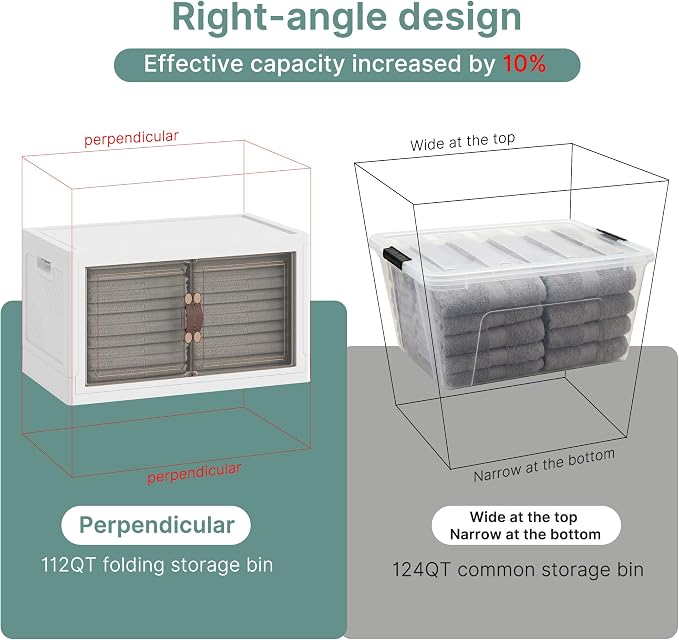 UAMFURI 672QT Lockable Plastic Storage Bins,6 Pack Collapsible Cabinets | Stackable Organizer with Doors & Wheels, Foldable Containers for Bedroom, Dorm, Office & Garage Storage - Image 5