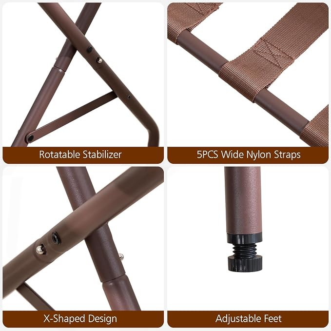 AMHANCIBLE Luggage Rack, Foldable Suitcase Stands Set of 2, Metal Luggage Holder for Guest Room, Bedroom, Hotel, Holds up to 110 lb, Easy Assemble, Bronz, HLR01BZ - Image 6