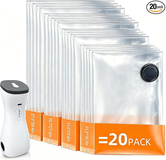 Rechargeable Air Pump Storage Bags 20Pack Travel Compression Bags by Unknown