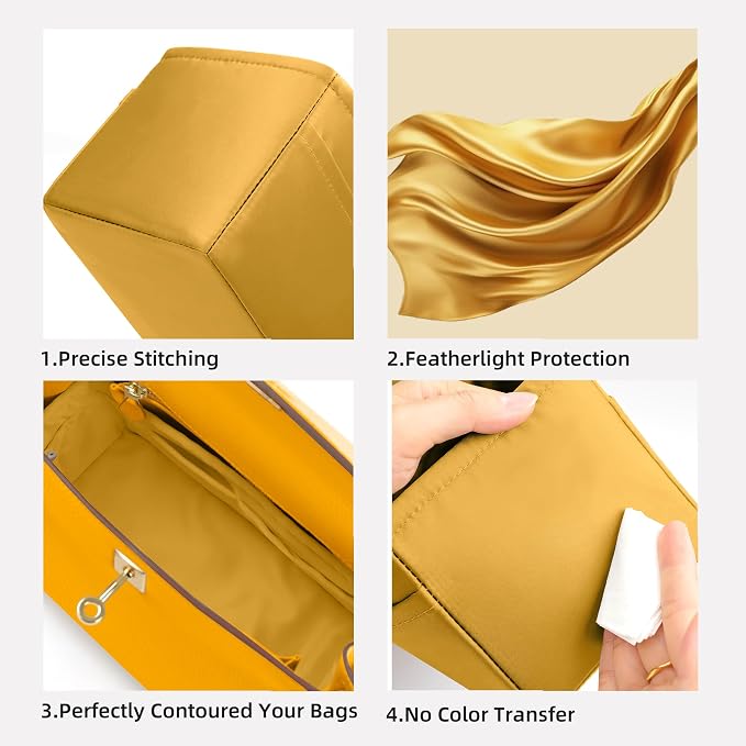 DGAZ Silk Purse Organizer Insert for Birkin Bag(Jaune amber,BK50) | Soft and Lightweight,Perfect Fit,Multi-pocket Storage,Bag Protector,Luxury Bag Care,Handmade,for Smooth Bag Organizer - Image 4