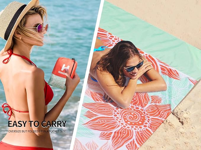 HIHOHO Beach Blanket Waterproof Sandproof Extra Large Beach Mat 79" X 83"/120"x108"for 1-8 Adults Quick Drying Durable Outdoor Picnic Mat for Beach Travel Camping Hiking - Image 5