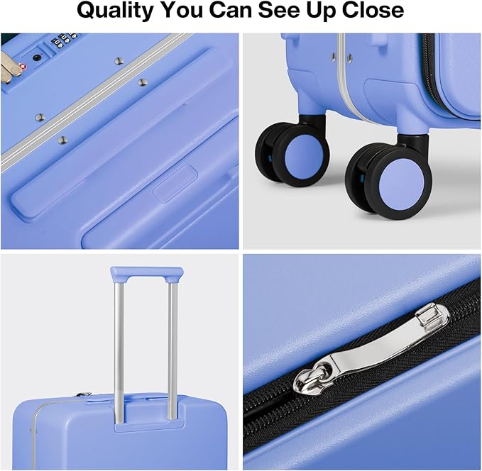mixi 20 Inch Carry On Luggage 22x14x9 Airline Approved PC Hard Shell Suitcase Top Opening Aluminum Frame Travel Suitcases with Wheels, Lilac Purple - Image 5