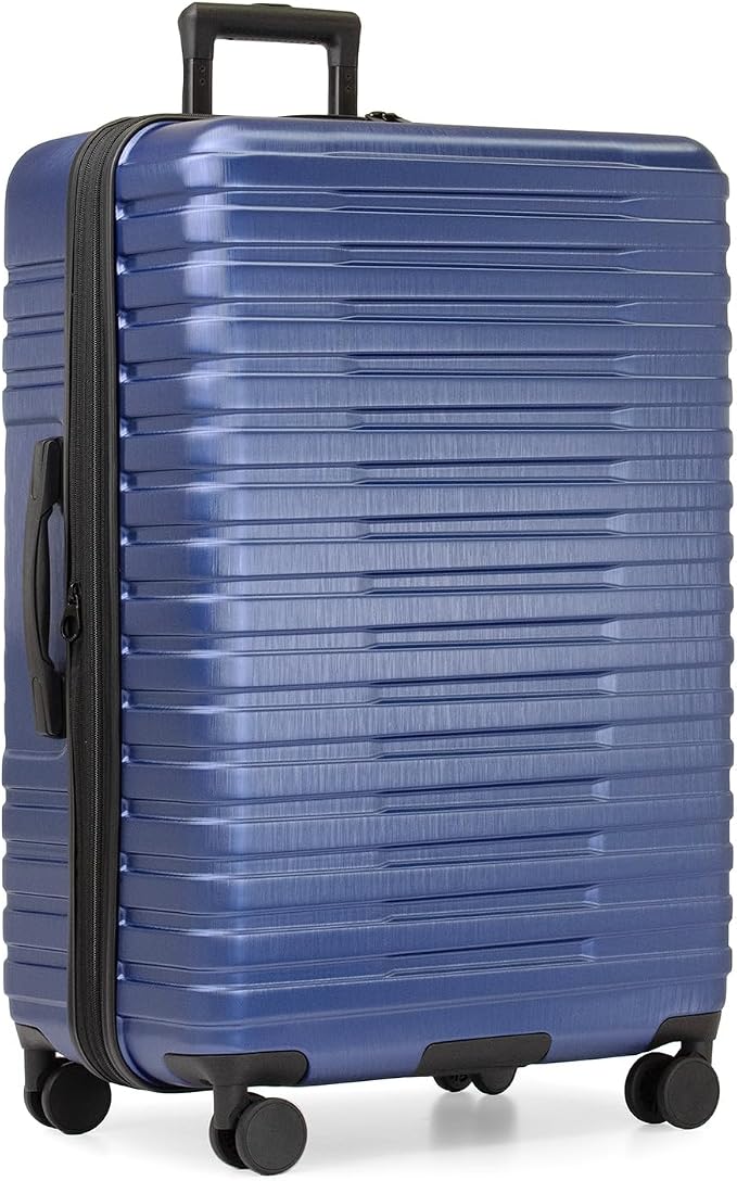U.S. Traveler Boren Expandable Hardside Rugged Travel Luggage with 8 Spinner Wheels, Navy, Checked-Large 30-Inch by USTraveler
