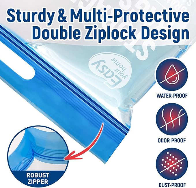 10PCS 5 Gallon Zipper Lock Plastic Bags with Handle and bottom,18"x23"+7",Extra Large Size Reusable Storage Bag with Double Zip for Clothing,Travel,Moving,Beach,BPA-Free,3-Mil Thick - Image 4