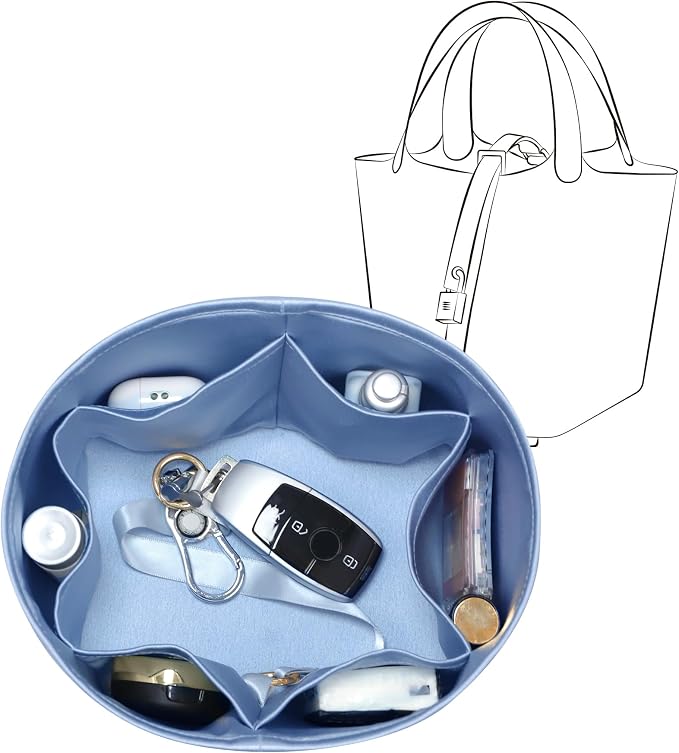 Fits for Picotin 18 Bag Insert, Premium Silk Purse Organizer Insert, Smooth Touch & Lightweight， Luxury Handbag Organizer with Gift Box Fits For Hermes(PC18,Celeste) by JLYZMoon