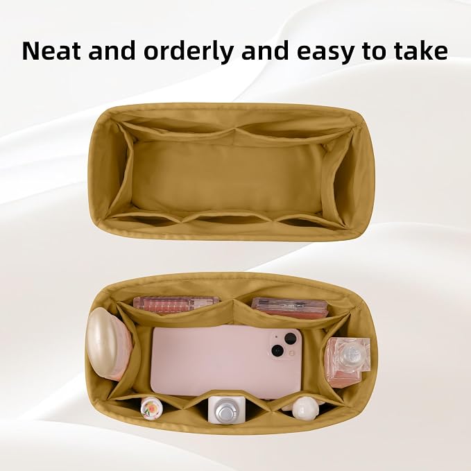 DGAZ Silk Purse Organizer Insert for Birkin Bag(Biscuit color,BK25) | Soft and Lightweight,Perfect Fit,Multi-pocket Storage,Bag Protector,Luxury Bag Care,Handmade,for Smooth Bag Organizer - Image 6