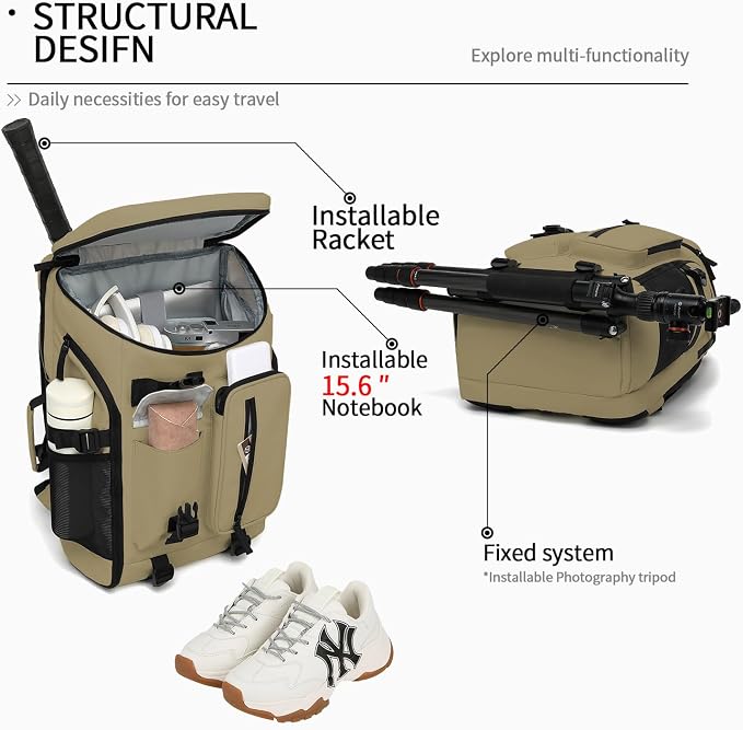 Kalesi Gym Duffle Tennis Bag Backpack 4-Way Waterproof with Shoes Compartment for travel Sport Hiking laptop (Wood color) - Image 3