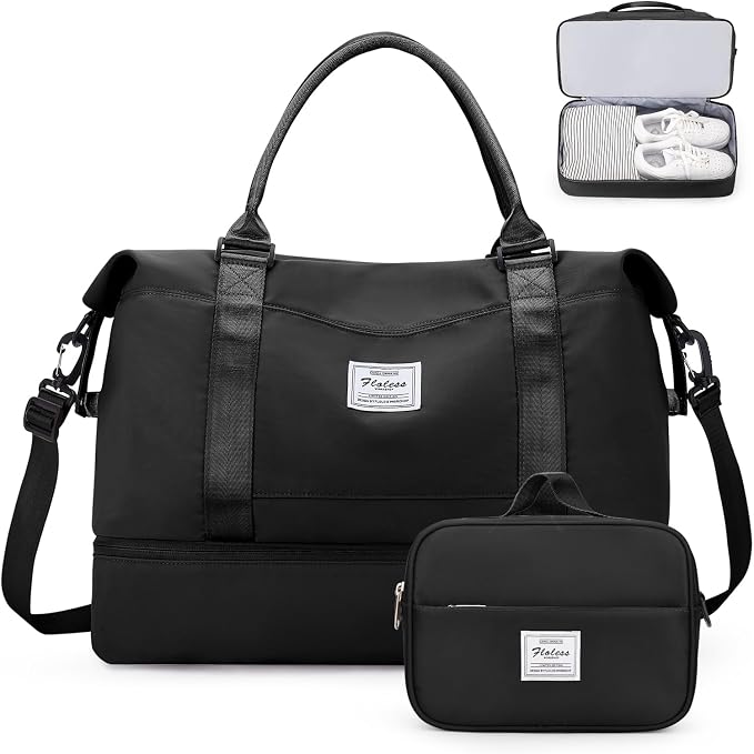 Weekender Bags for Women, Carry-On Overnight Travel Duffel Bag | Travel Bag with Shoes Compartment & Toiletry Bag, Extra Large by SYCNB