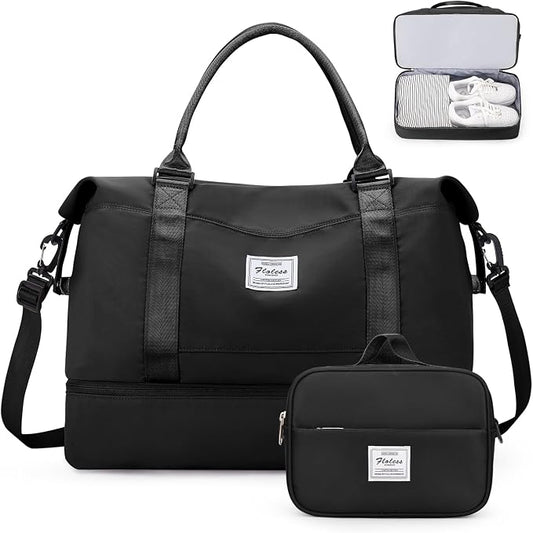 Weekender Bags for Women, Personal Item Travel Bag with Shoes Compartment | Overnight Travel Duffel Bag with Toiletry Bag, Airplane Friendly Carry-On Bag by SYCNB