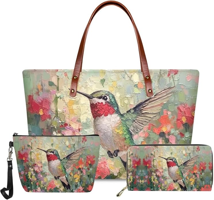 GIFTPUZZ Women Tote Bag Women Wallet Portable Cosmetic Bag for Women Bag Set 3 Pack PU Leather Bags with Zipper by GIFTPUZZ
