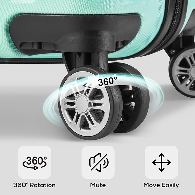 Melalenia Luggage 10 Piece Sets Clearance,Large Travel Suitcase Set Spinner Wheels with TSA Locks,Hard Shell Luggage Sets for Women (10Pcs Green) - Image 3