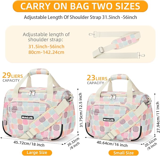 Underseat Carry On Luggage Lightweight Travel Tote Weekender Bag Overnight Duffle Bag for Travel, Travel Essentials Personal Item Travel Bag for Women, Corduroy Colorful Plaid-16Inch - Image 3