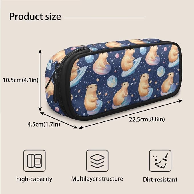 Capybara Backpack and Lunchbox Cute School Bag with Lunch Bag Pencil Case 17 Inch Large Capacity Solar System Planet Bookbag for 3rd Grade Girls Lunch Box Set, 3 Piece - Image 6