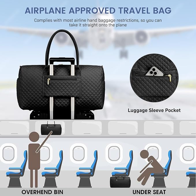 Women Weekender Travel Duffle Bag: Travel Duffel Overnight Bags with Shoe Compartment Large Carry on Tote with Toiletry Bag Weekend Traveling Yoga Gym Hospital Bag for Women with Wet Pocket 3 PCS Set - Image 4
