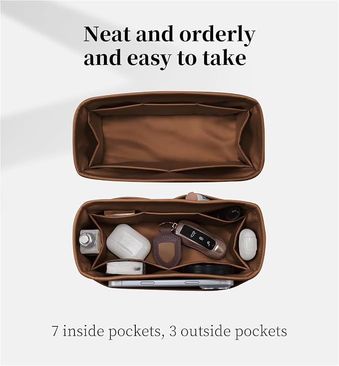 Satin Purse Organizer for Birkin 25 Sellier, Gold | Custom Fit, Multiple Pockets, Lightweight Purse Essentials, Ideal for Travel, Shopping, and Daily Use - Image 7