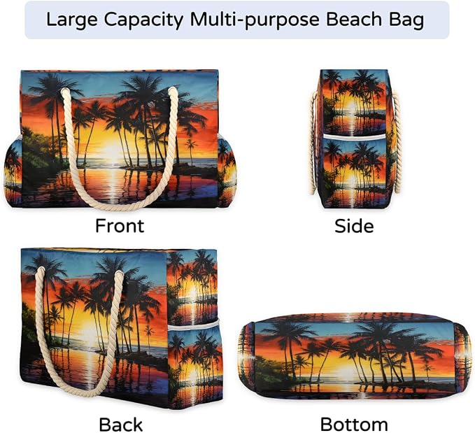 Large Beach Bag with Zipper Beach Bags for Women Water Resistant Swim Pool Bag - Image 6