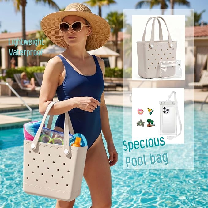 Rubber Beach Bag Waterproof Durable Large Tote Bag for Beach Sports Pool Swim Travel EVA Tote - Image 4