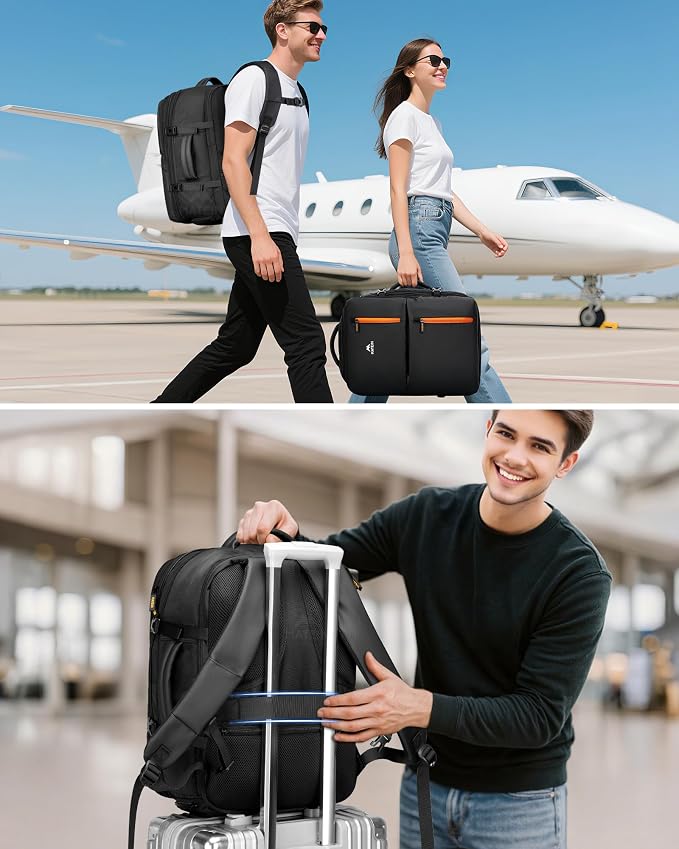 MATEIN Personal Item Travel Backpack 18x14x8 for Spirit Airlines, Black | Shoe Compartment Detachable, Expandable, Underseat Backpack, Fit 17" Laptop, Airplane Approved, Carry on Bag Luggage, Mochila - Image 6