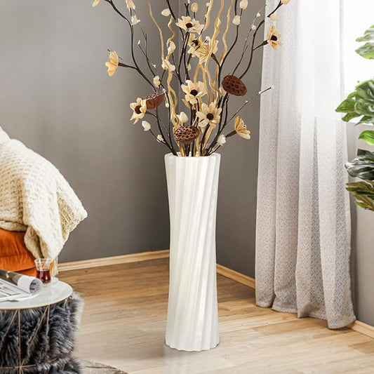 White Ceramic Floor Vase for Pampas Grass,15.7 Inch Home Decor,Large Floor Vase for Centerpiece,Living Room and Other Spaces,Minimalist Decorative for Pal,Beloved and Family