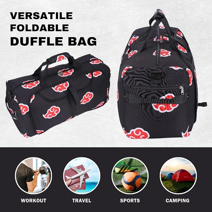 2pcs Anime Gym Bag for Women Men and Wrist Wrap Set - Foldable 55L Large Workout Duffle Bag with Shoe Compartment, 24" Lifting Straps Weightlifting, Powerlifting, and Improve Workout (Purplecm) - Image 7